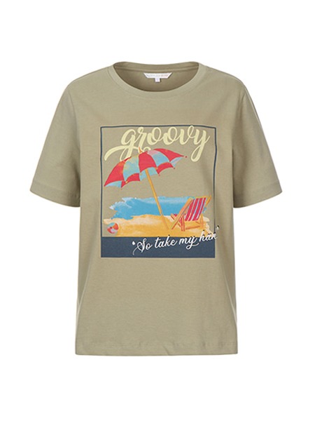 올리브데올리브[올리브데올리브] 해변 프린트 티셔츠 OW2ME2920